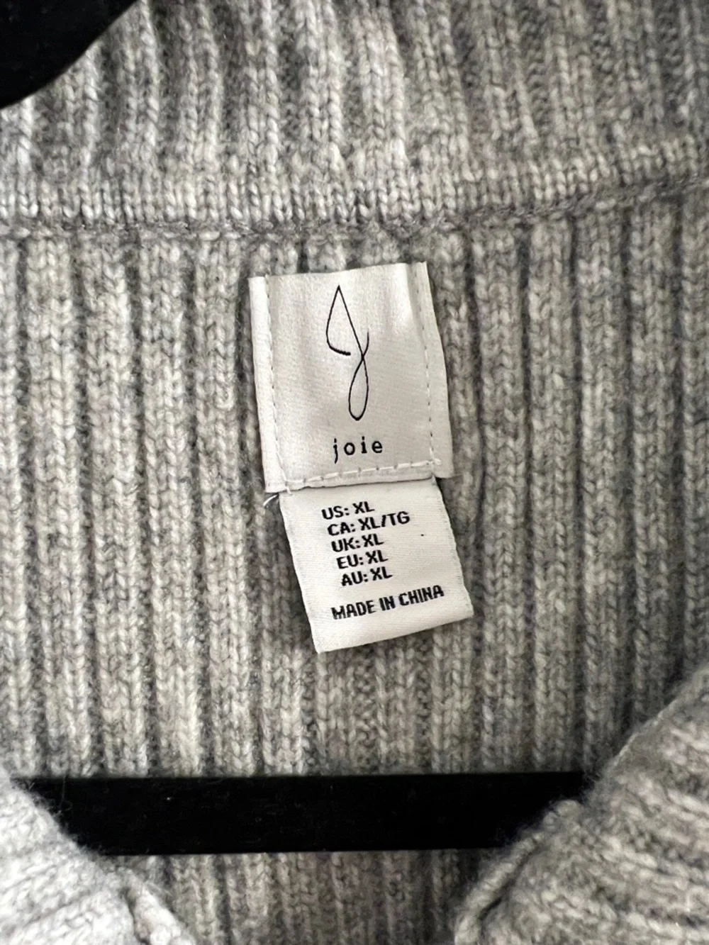 Joie Light Gray Ribbed Button-Front Cardigan with Wide Collar - Picture 2 of 4